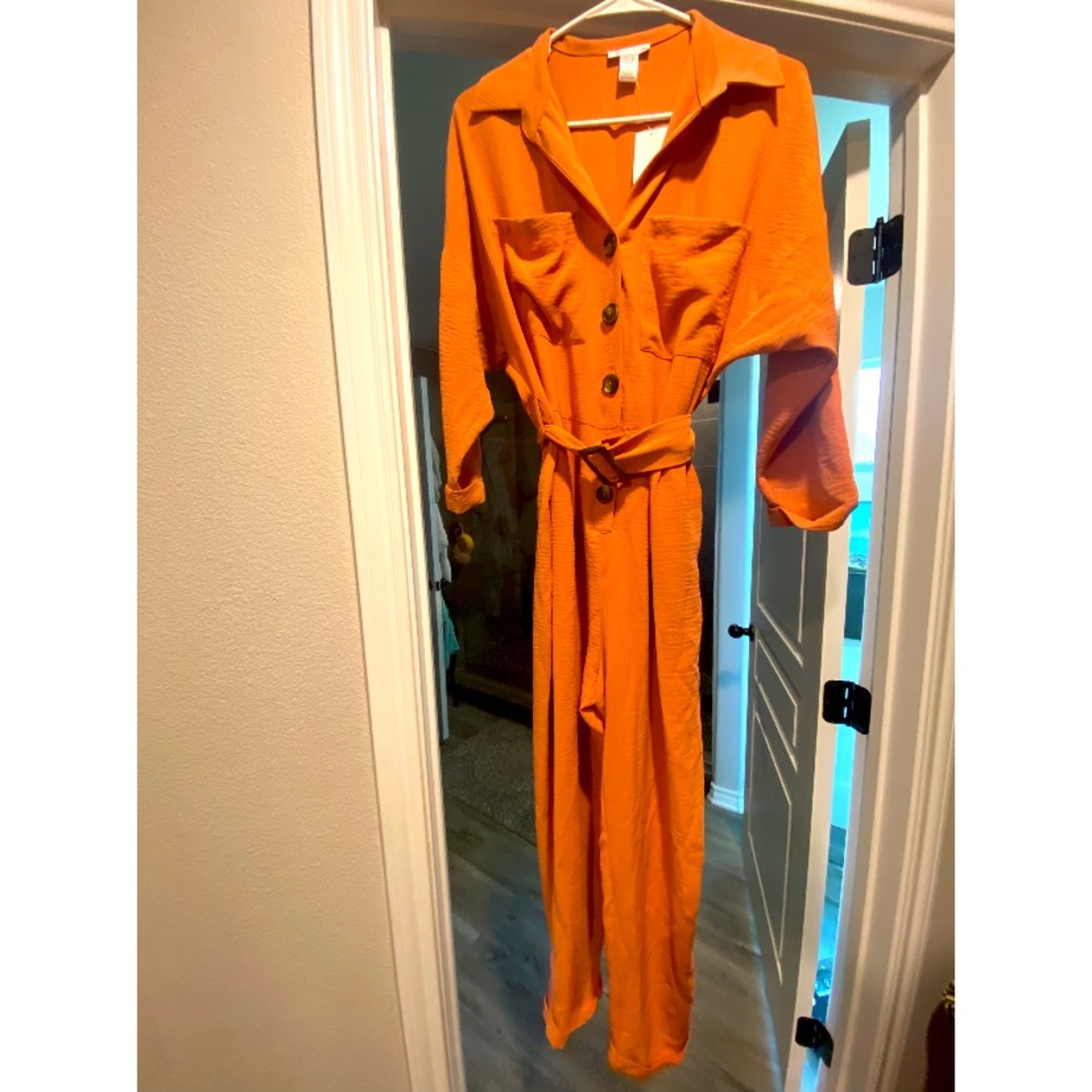 Blush Lightweight Button Down Jumpsuit